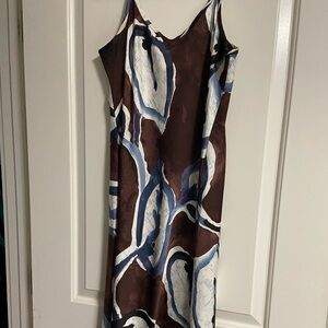 NIC+ZOE Brown and Blue Abstract Dress